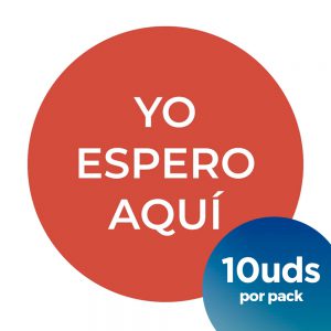 vinilo suelo coronavirus rojo circular yo espero aquí