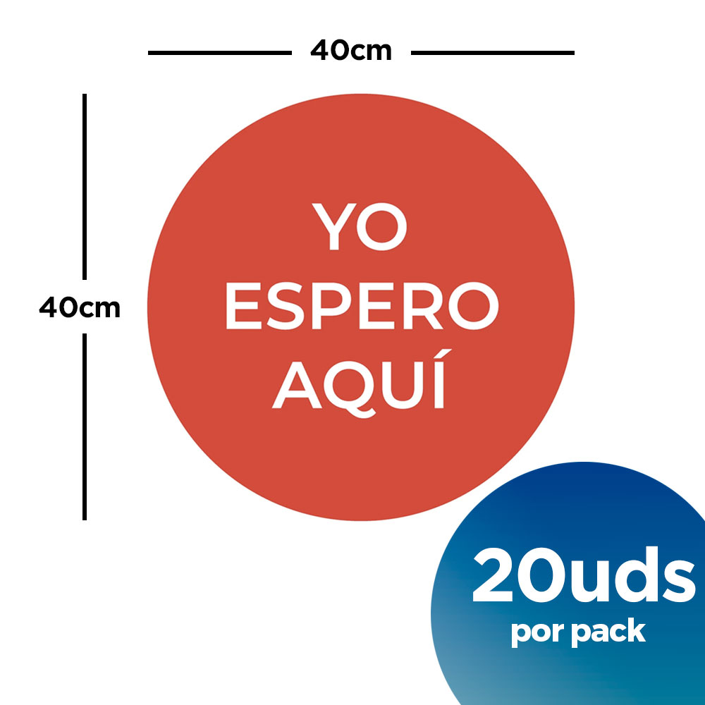20-yo-espero-aqui-redondodo-medidas-40x40 vinilo suelo coronavirus rojo circular con medidas yo espero aquí