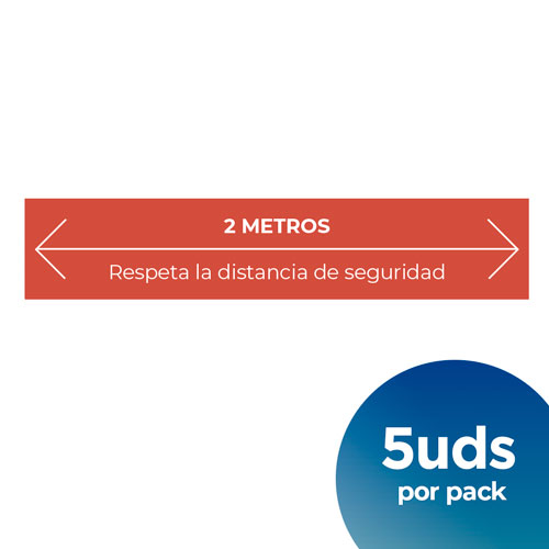 ACT5-respeta-la-distancia-de-seguridad-1m-101x20 Vinilo rojo con forma rectangular para le suelo con acotaciones respete las medidas de seguridad