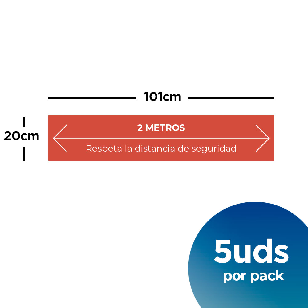 ACT5-respeta-la-distancia-de-seguridad-1m-medidas-101x20 Vinilo rojo con forma rectangular para le suelo con acotaciones respete las medidas de seguridad