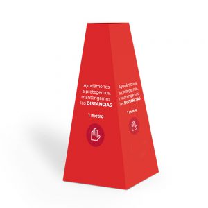 separador seguridad en forma de cono color rojo coronavirus