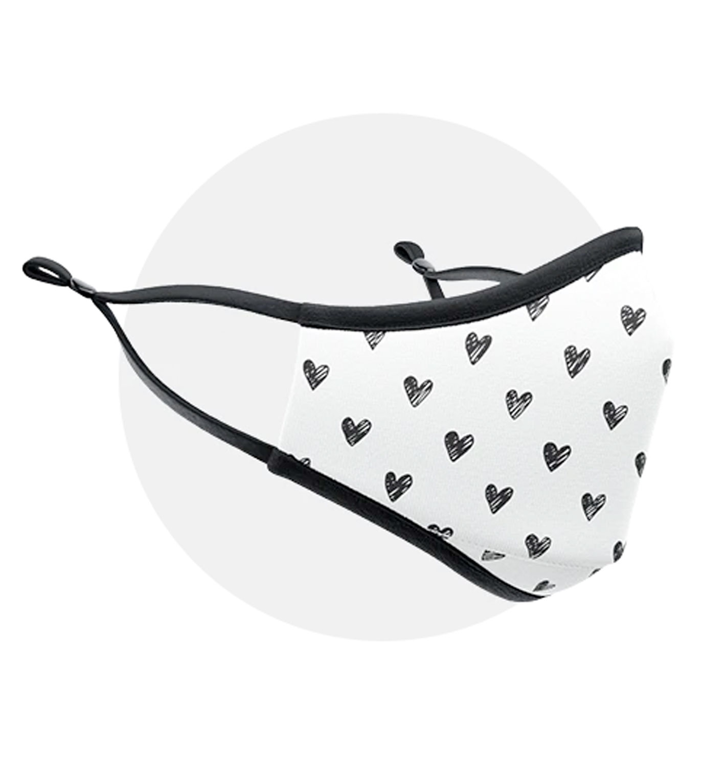 CORAZON_120x65 mascarilla blanca con corazones negros