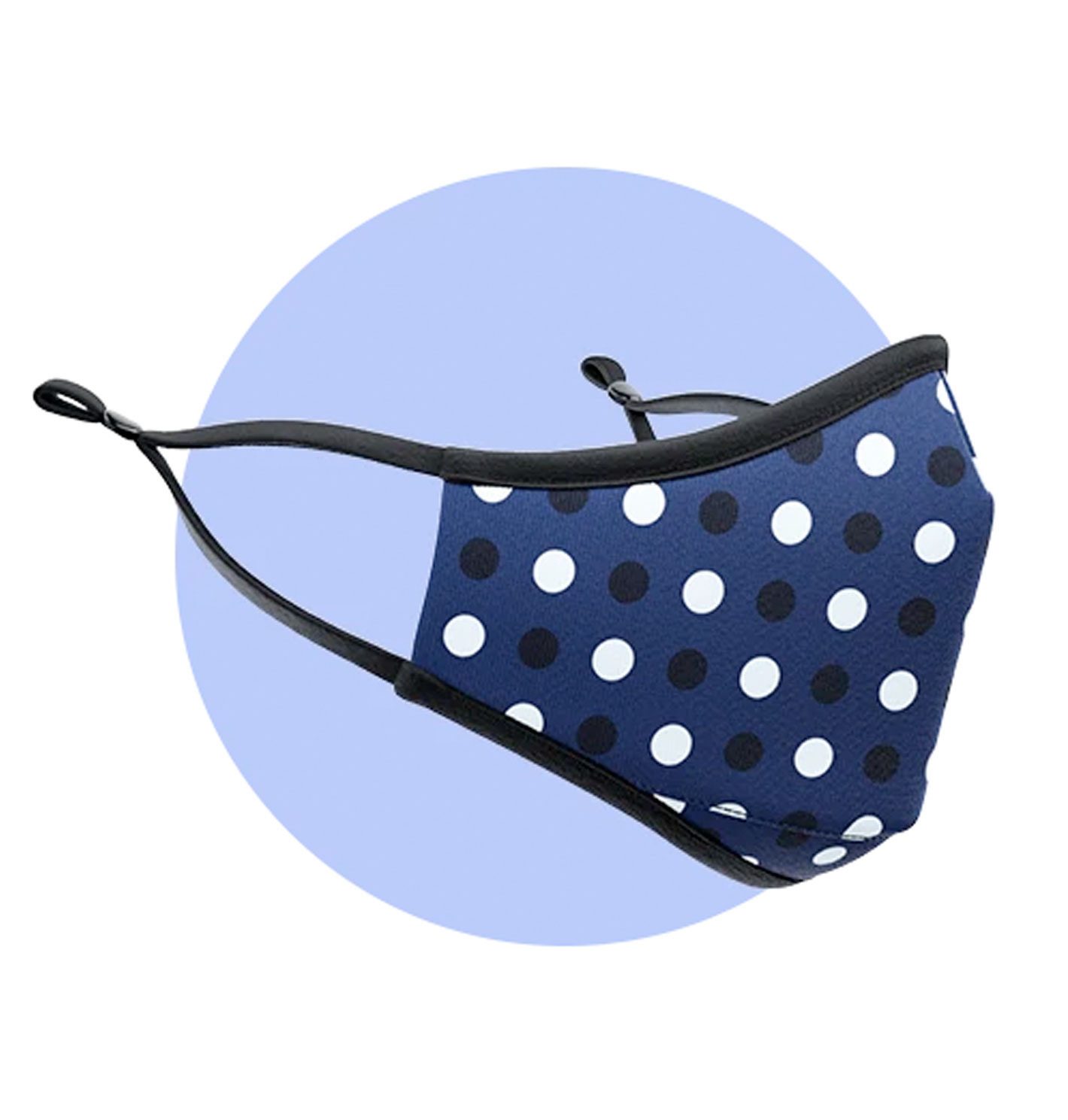 LUNARES_120x65 mascarilla azul de lunares blancos y negros