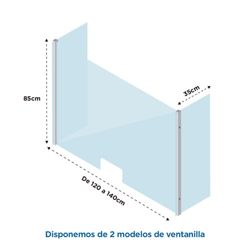 vector_medidas-PVPROTECK-PV-140cm Mampara de metacrilato para hospitales perfecta para prevenir el contagio por covid19 con apertura inferior