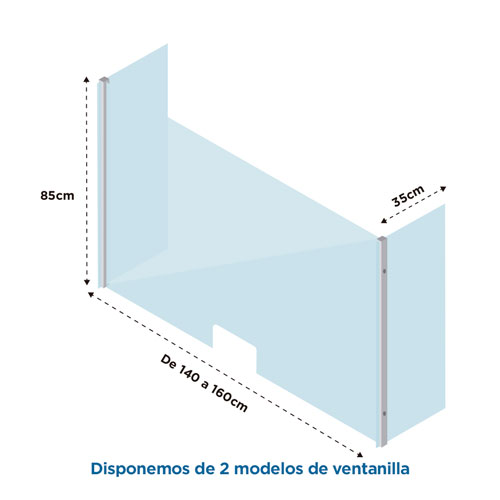 vector_medidas-PVPROTECK-PV-160cm Mampara de metacrilato para hospitales perfecta para prevenir el contagio por covid19 con apertura inferior