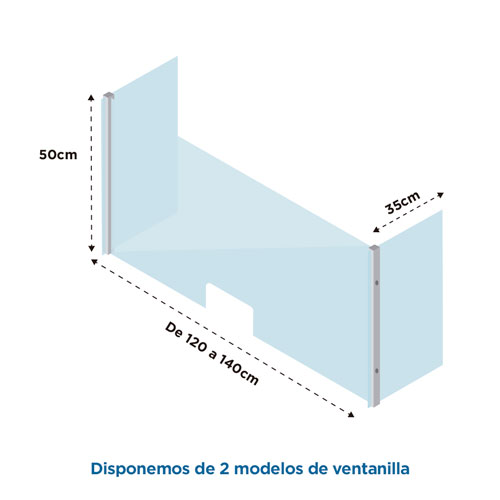 vector_medidas-PVPROTECK-SV-140cm Mampara de metacrilato para hospitales perfecta para prevenir el contagio por covid19 con apertura inferior