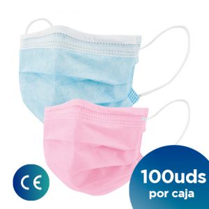 pack de mascarilla quirúrgica rosa y azul niños con marcado de la comunidad europea